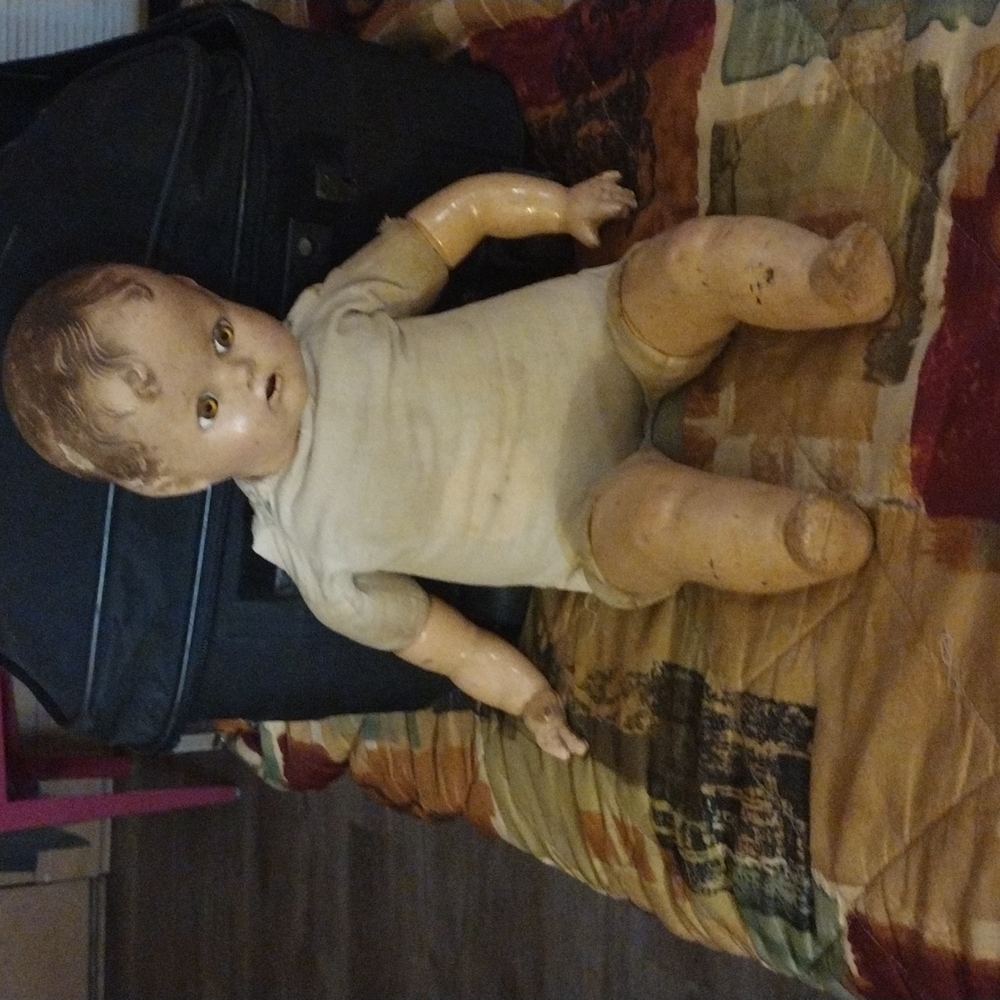 Antique Old Porcelain Painted Moving Eyes Baby Doll